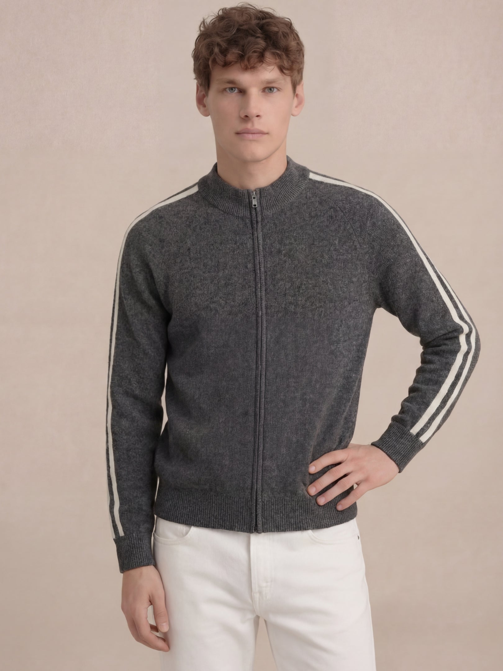 Monza Full-Zip Knit Dark Grey