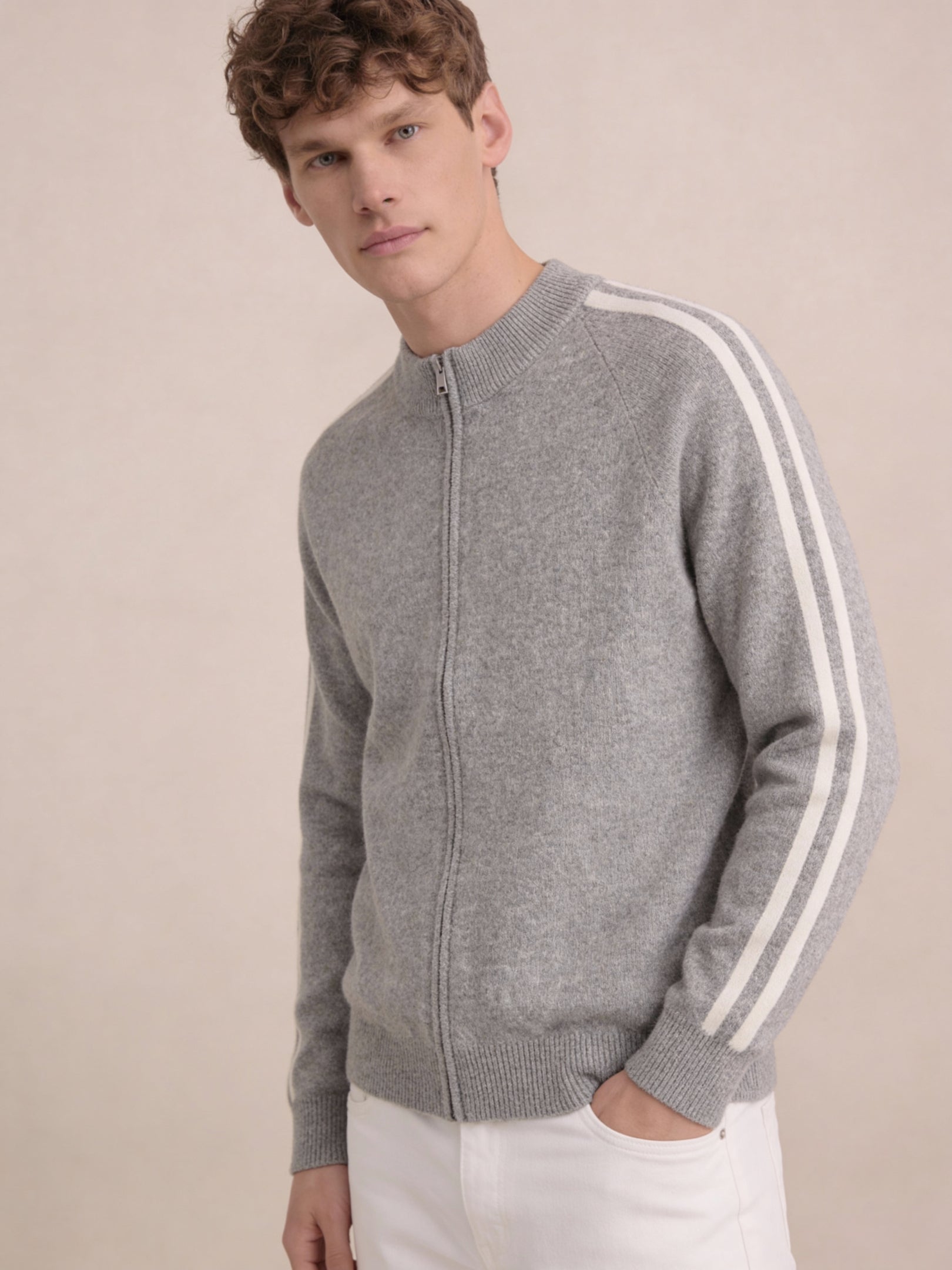 Monza Full-Zip Knit Grey