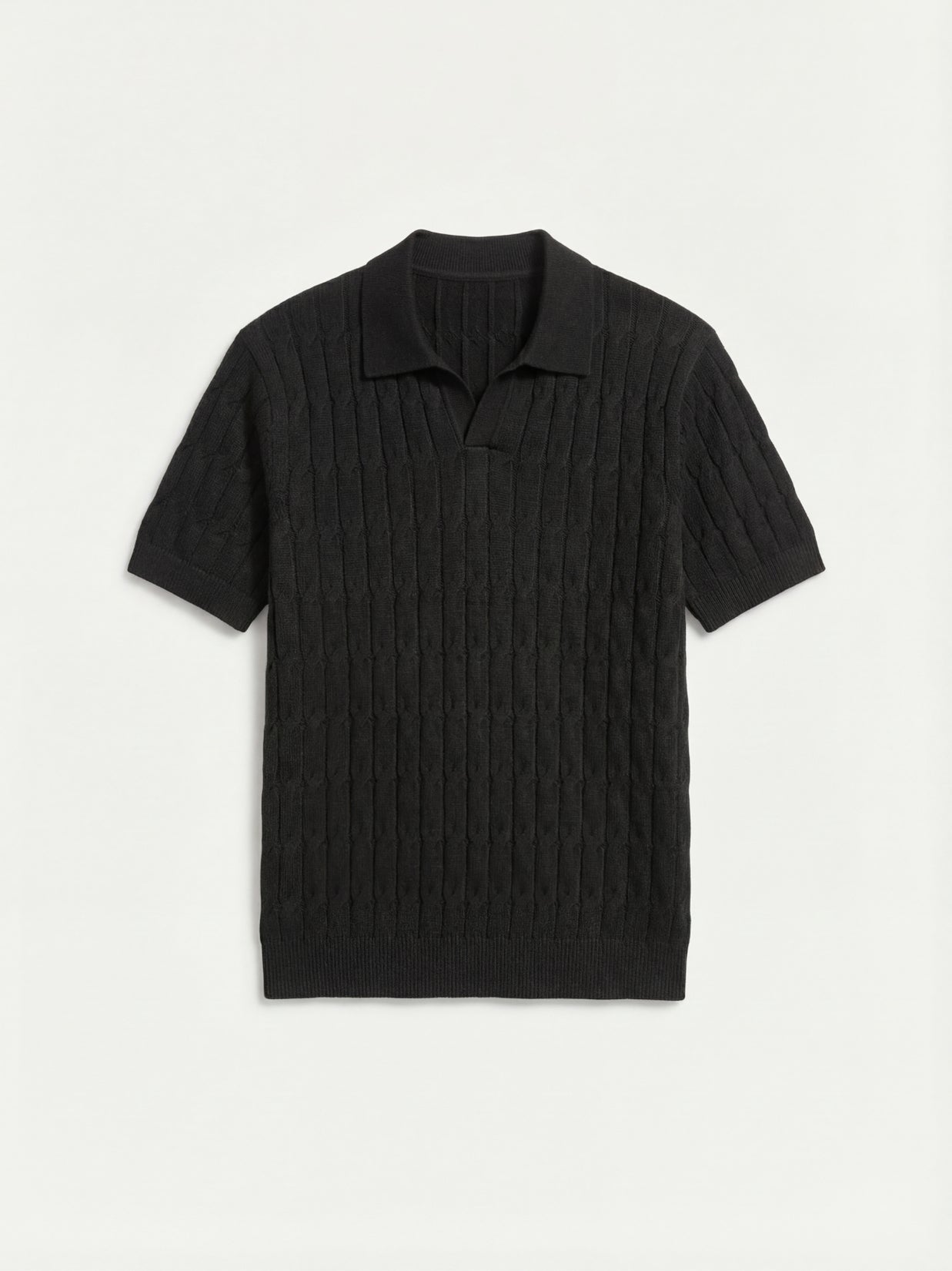 Positano Textured Knit Polo Black