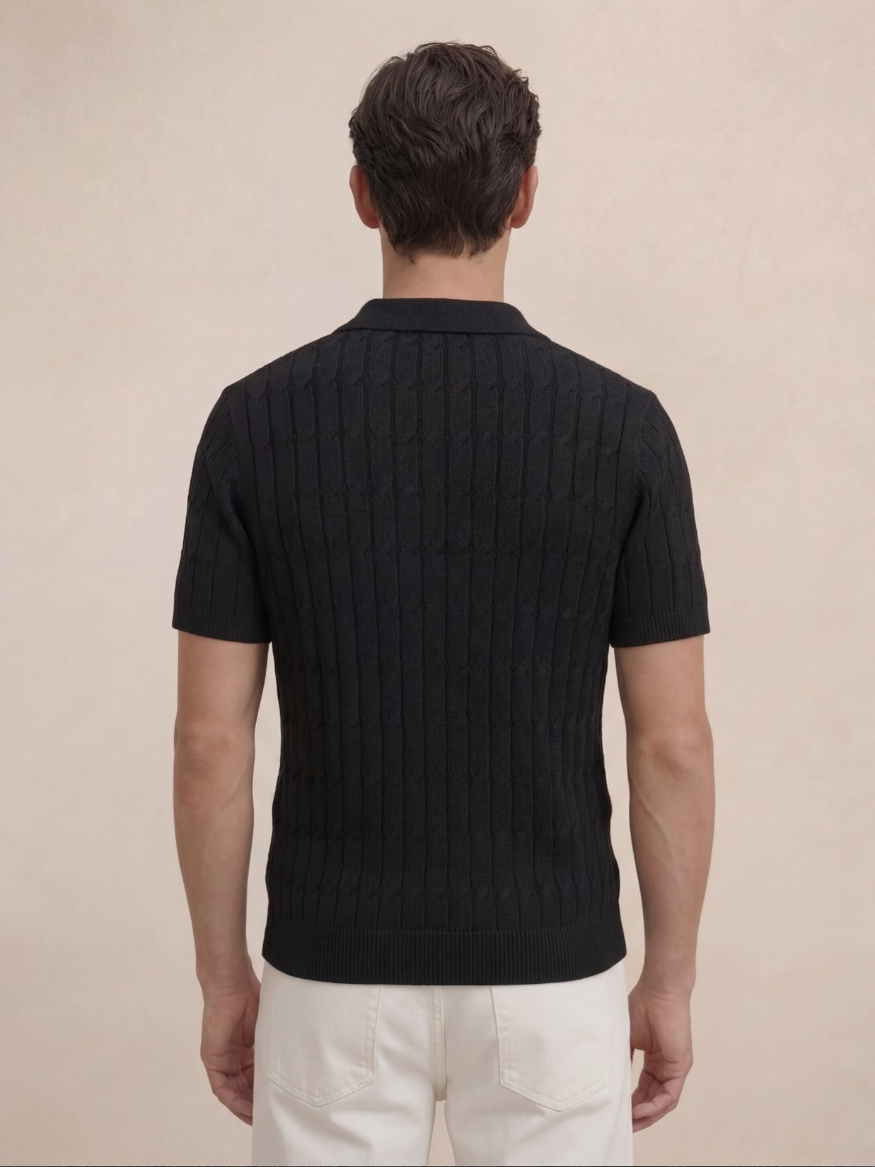 Positano Textured Knit Polo Black