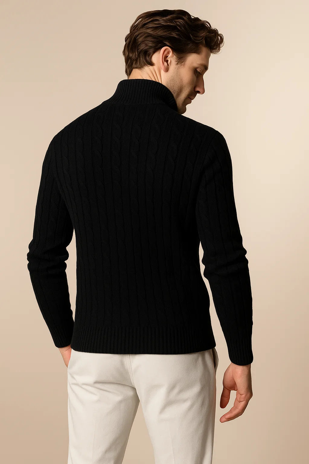 Delmare Wool Cable Knit Black 4