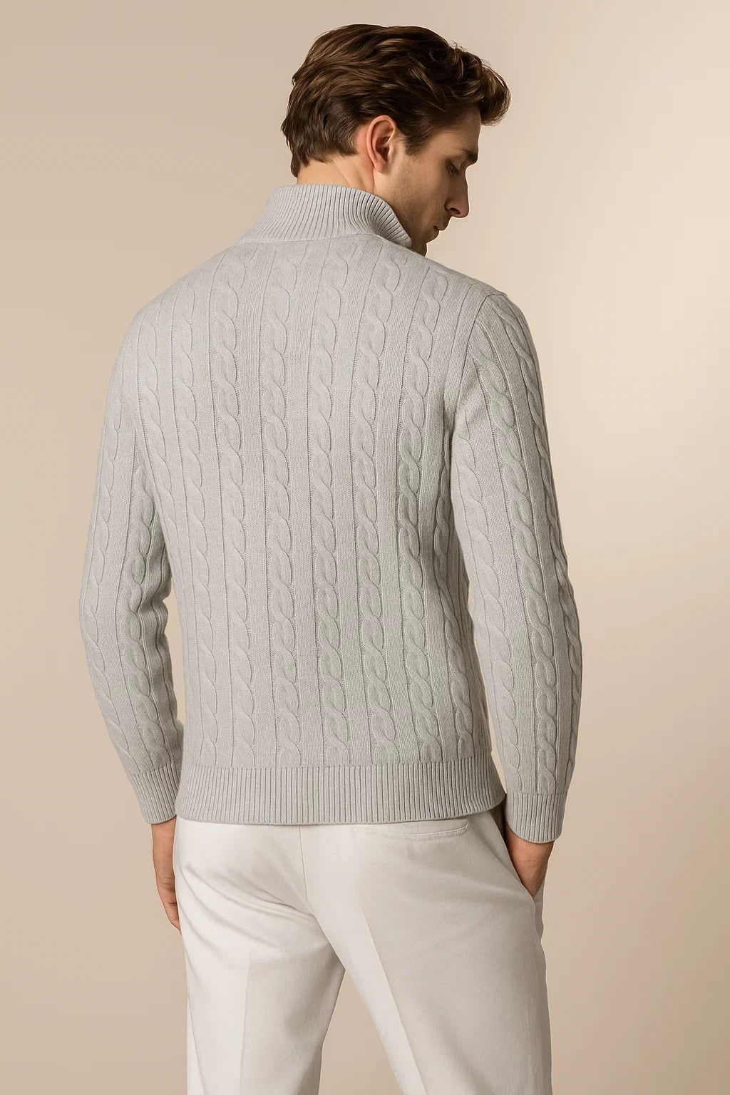 Delmare Wool Cable Knit Grey 4