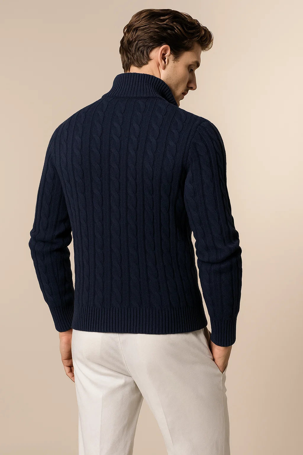 Delmare Wool Cable Knit Navy 4
