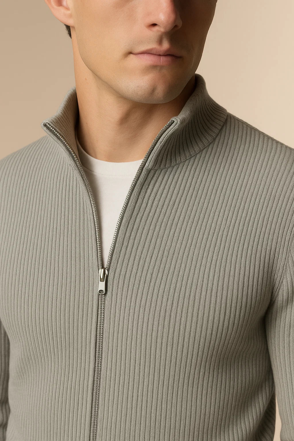 Lusciano Cashmere Cardigan Grey Green 4