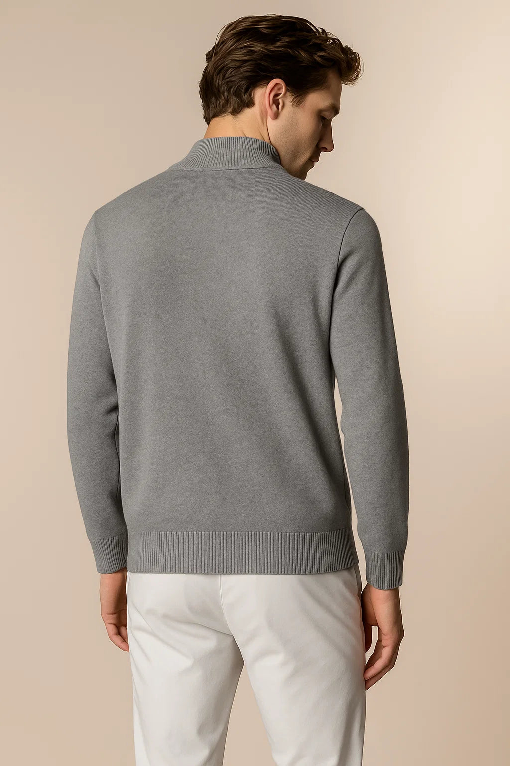 Sereno Merino Wool Zip Cardigan Grey 3