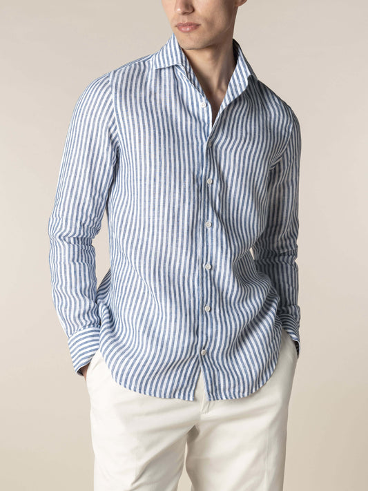Linen Seaside Shirt Stripe Navy