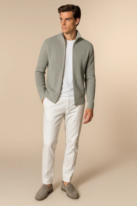 Lusciano Cashmere Cardigan Grey Green