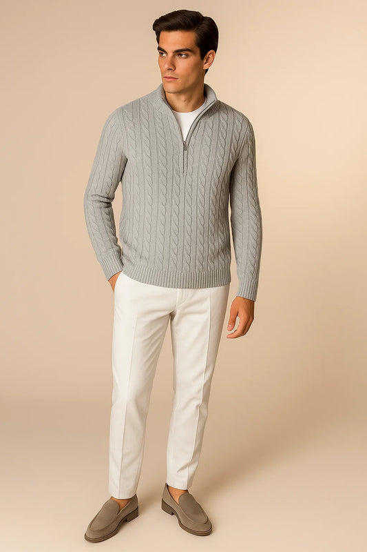 Varello Cashmere Half-Zip knit Grey