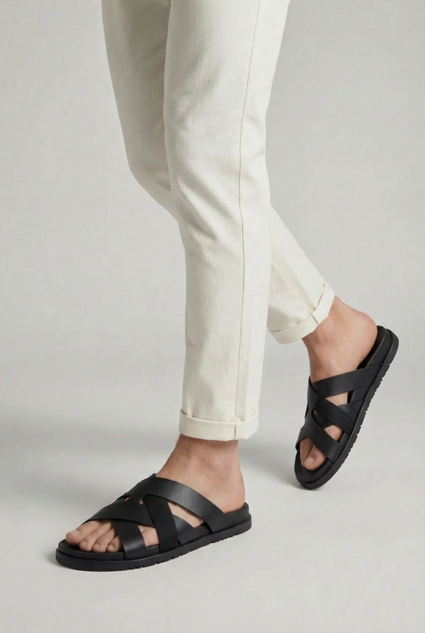Amalfi Leather Sandal Black
