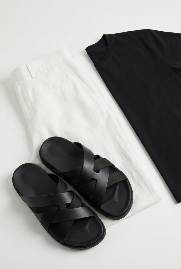 Amalfi Leather Sandal Black