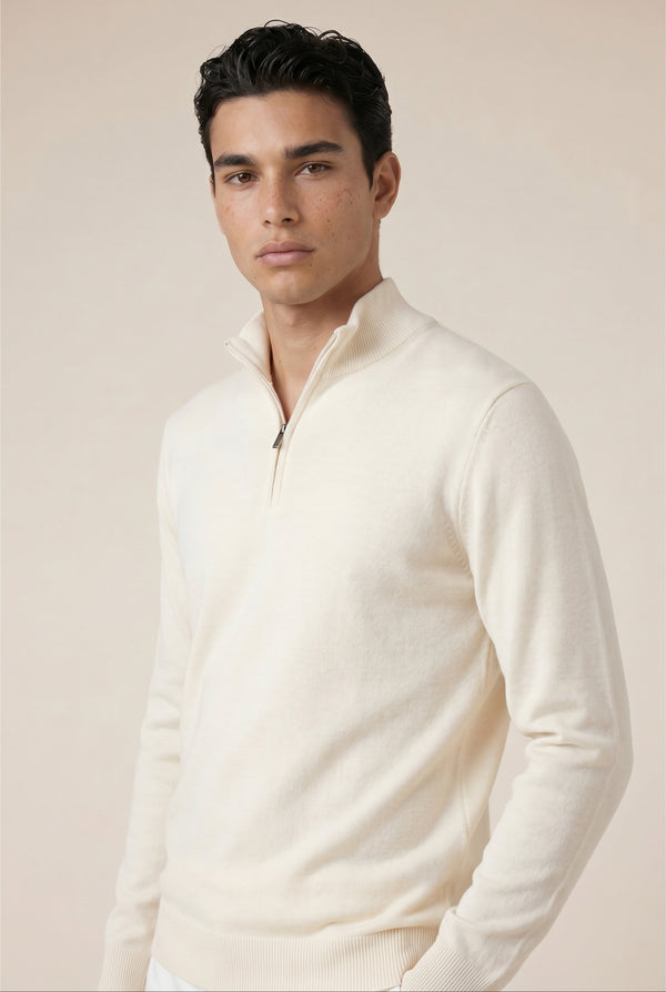 Merino Quarter Zip Cream