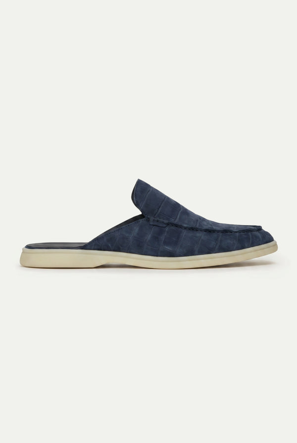 Yacht Mule Nubuck Crocodile Navy