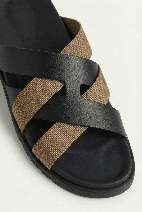 Amalfi Leather Sandal Black Tan