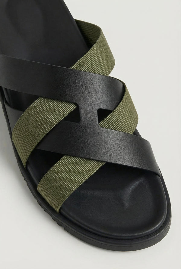 Amalfi Leather Sandal Black Olive