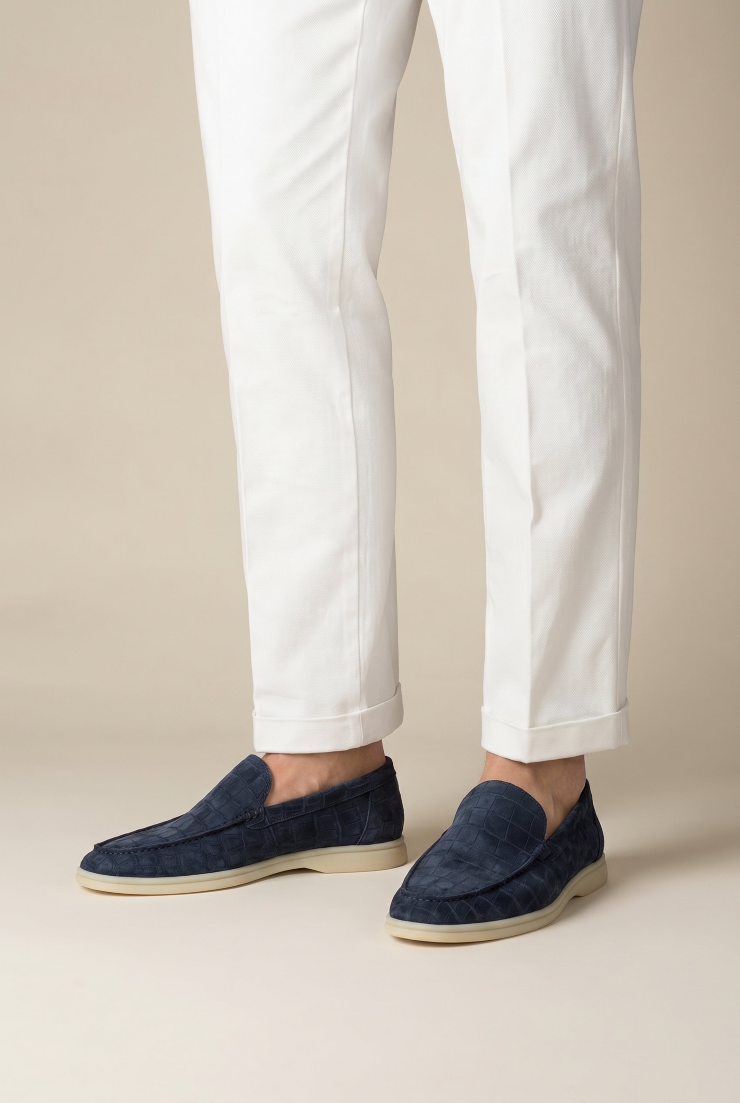 Yacht Mule Nubuck Crocodile Navy