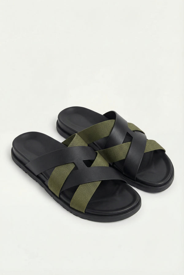 Amalfi Leather Sandal Black Olive