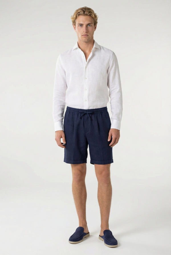 Portofino Linen Short Navy