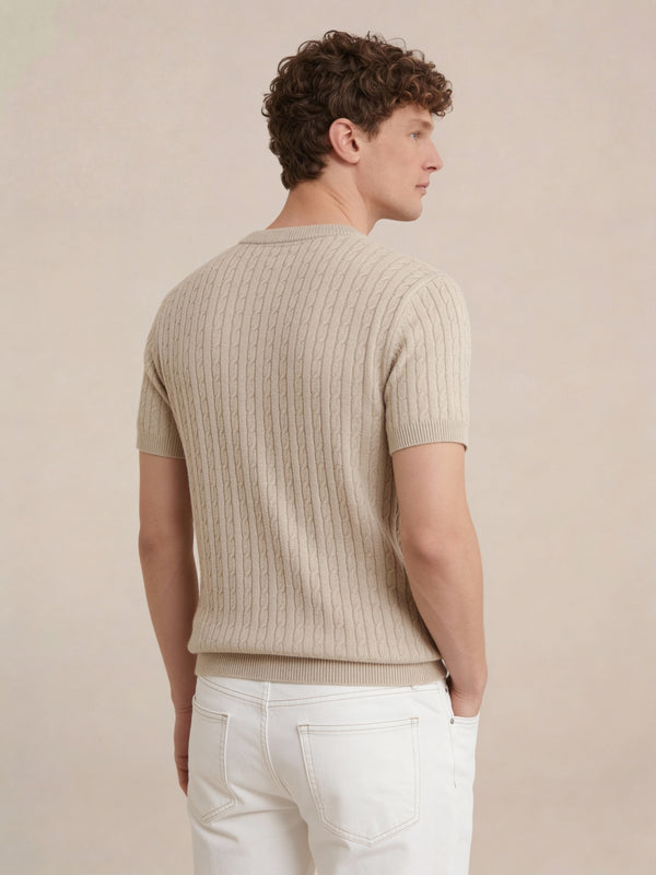 Nerano Cable Knit T-Shirt Beige