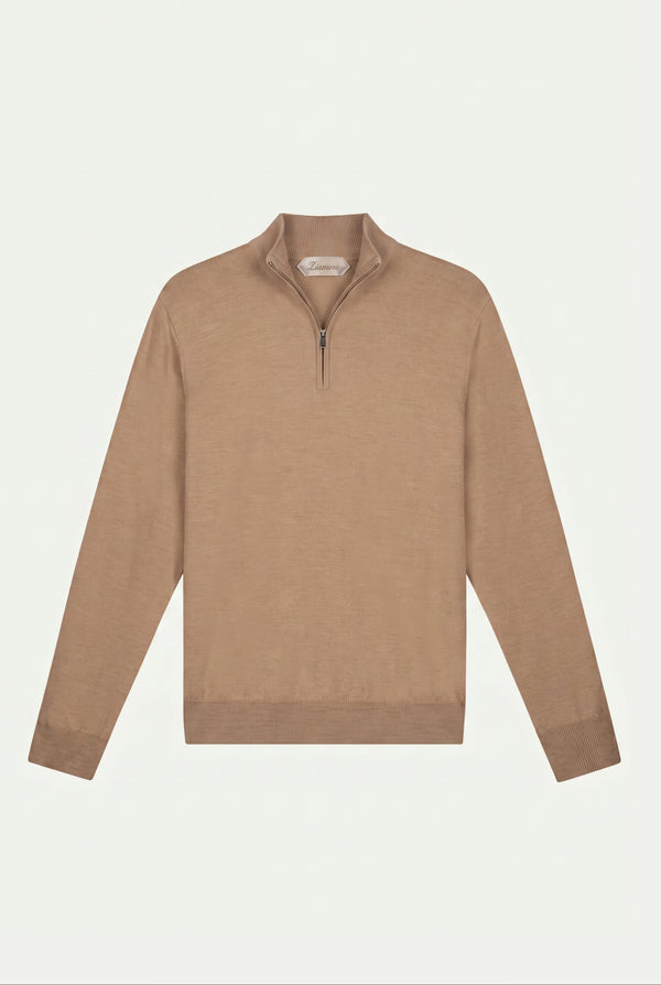 Merino Quarter Zip Camel