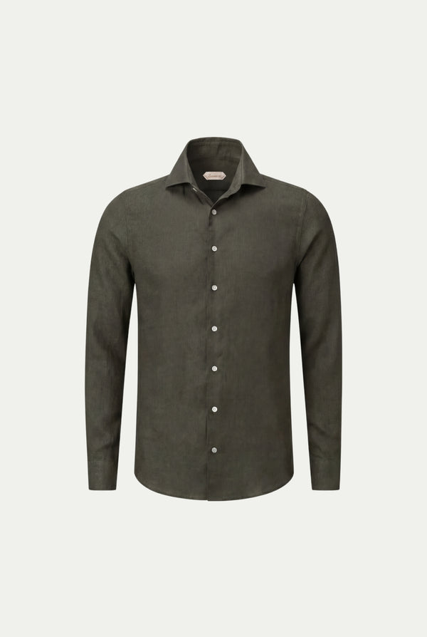 Amalfi Long Sleeve Linen Shirt Olive