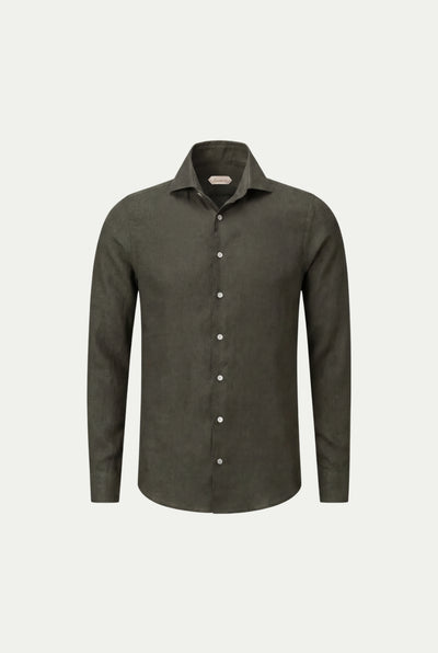 Amalfi Long Sleeve Linen Shirt Olive