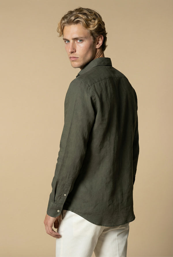 Amalfi Long Sleeve Linen Shirt Olive
