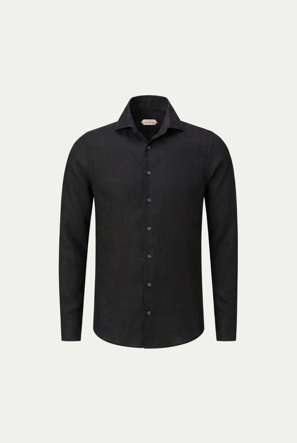 Amalfi Long Sleeve Linen Shirt Black