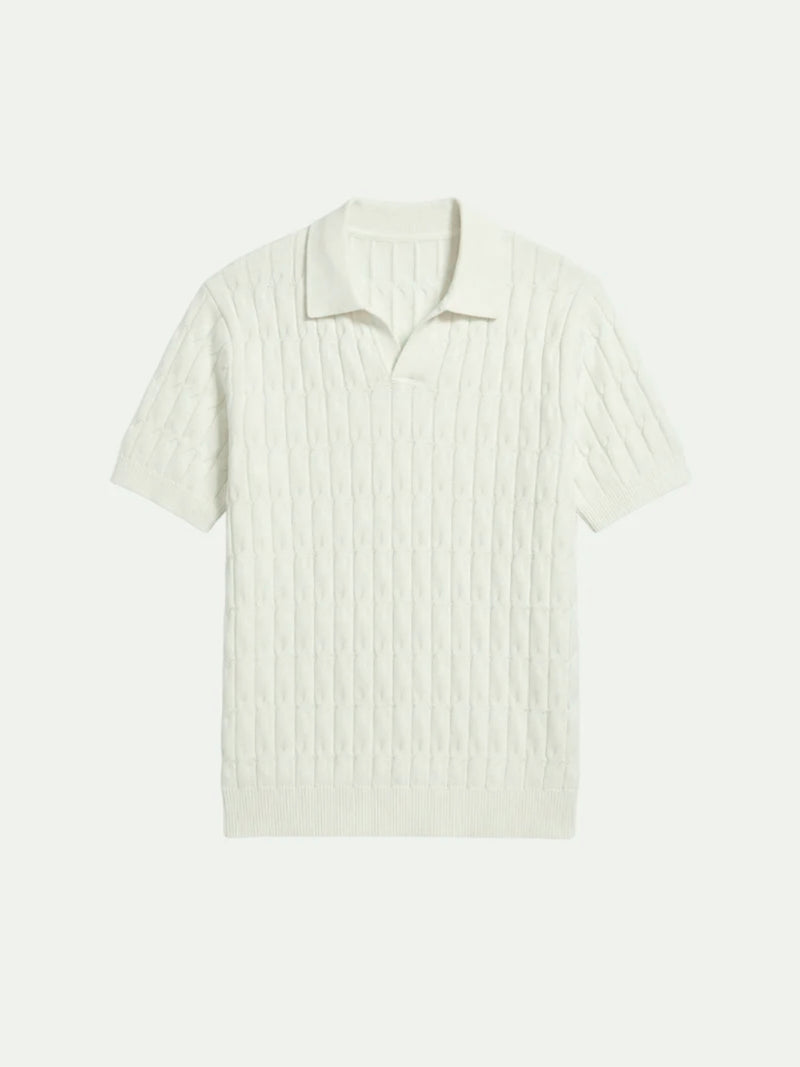 Positano Textured Knit Polo Beige