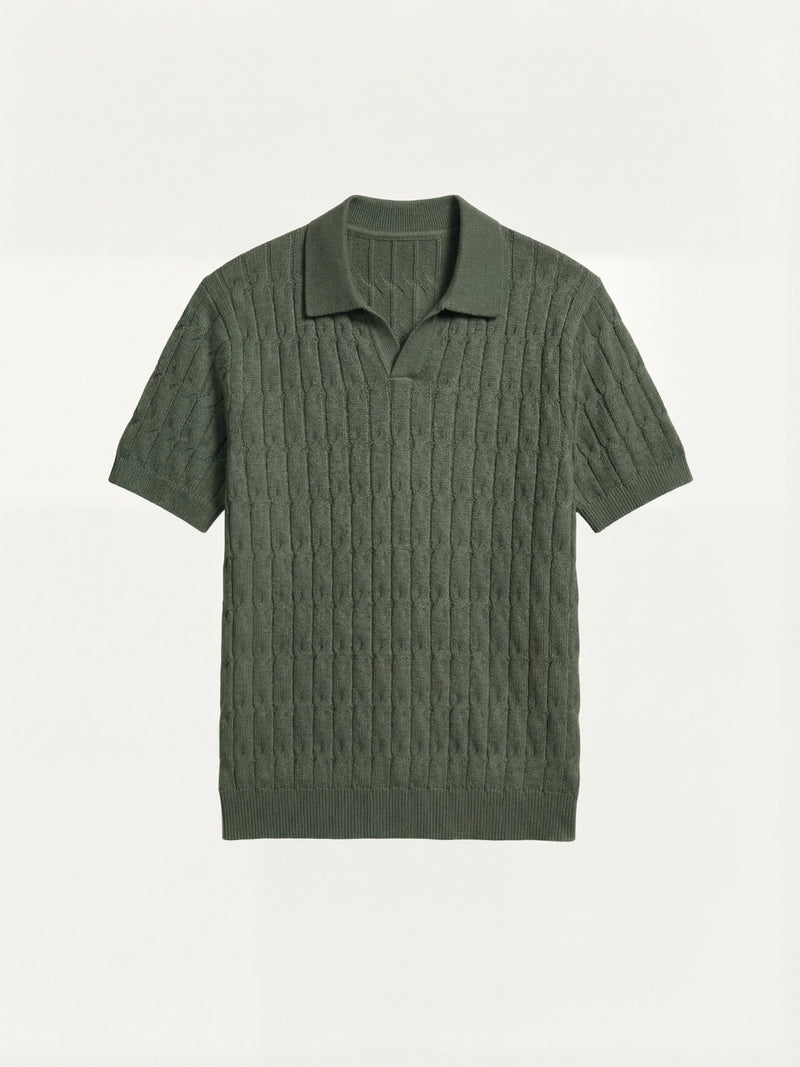 Positano Textured Knit Polo Green