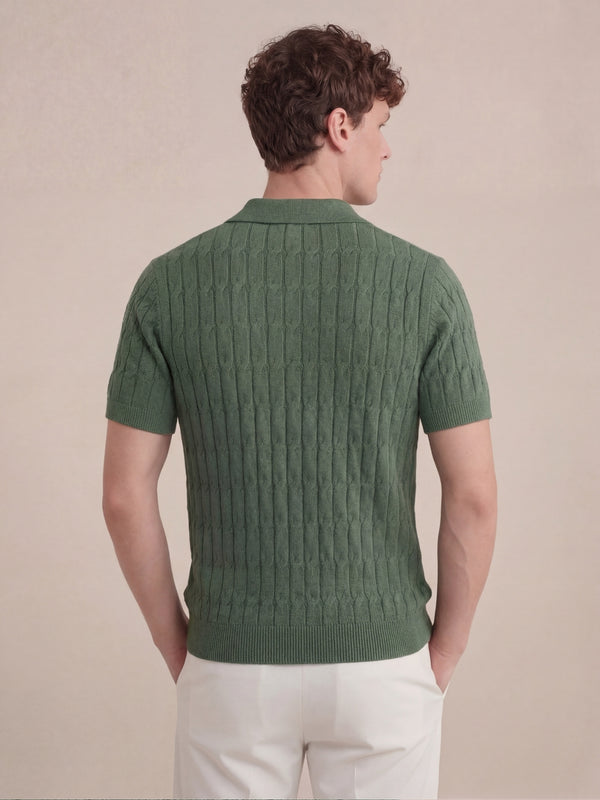 Positano Textured Knit Polo Green