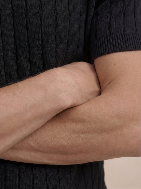 Positano Textured Knit Polo Black