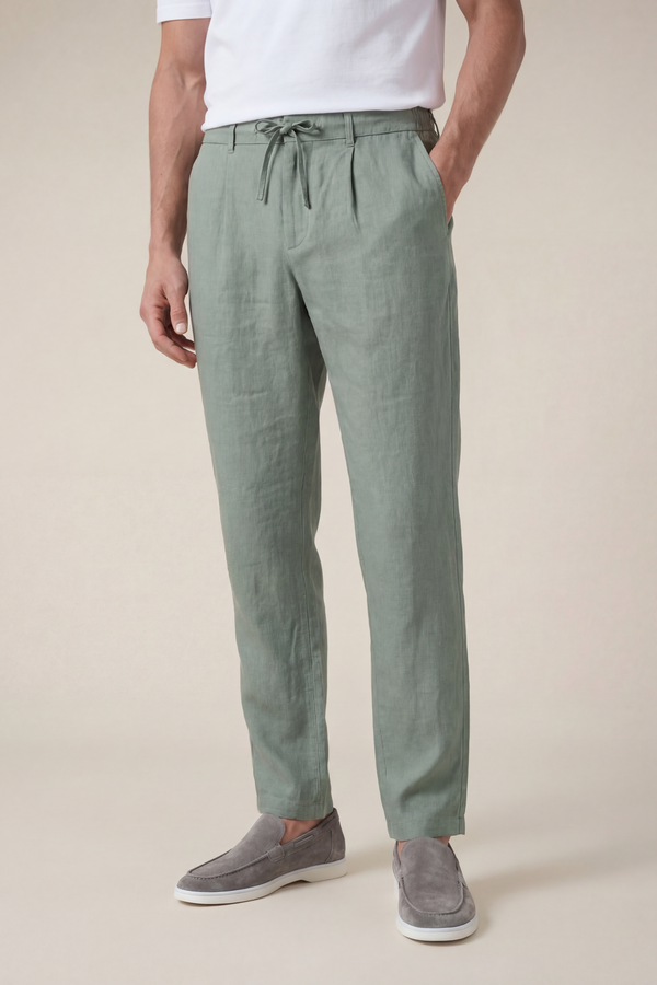Amalfi Linen Trousers Olive Green
