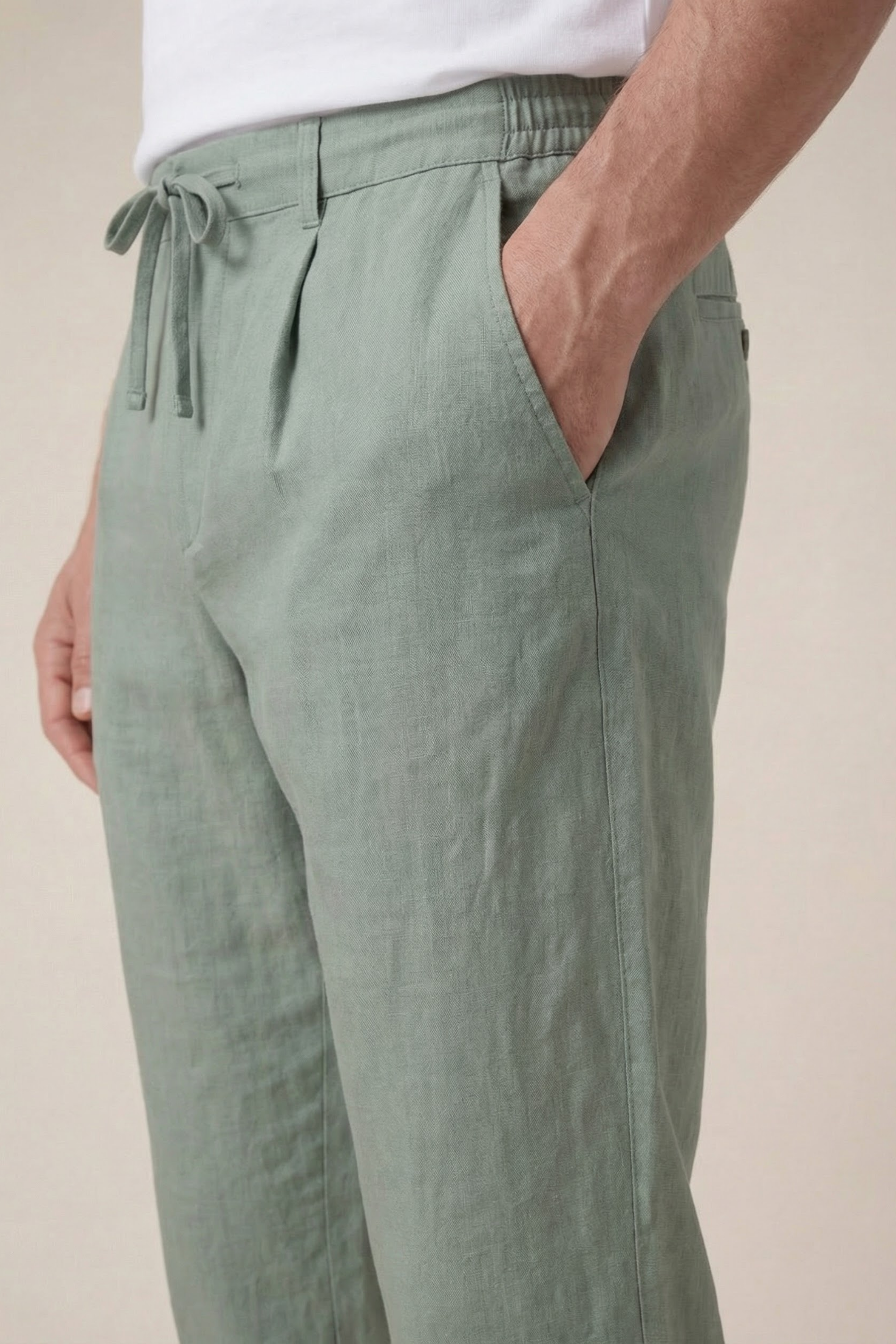 Amalfi Linen Trousers Olive Green