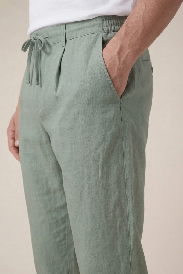 Amalfi Linen Trousers Olive Green