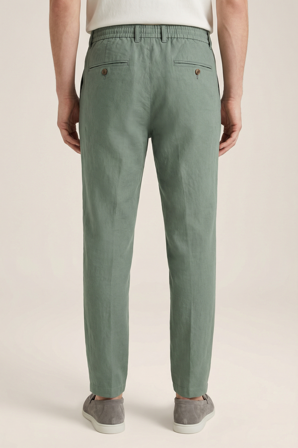 Amalfi Linen Trousers Olive Green
