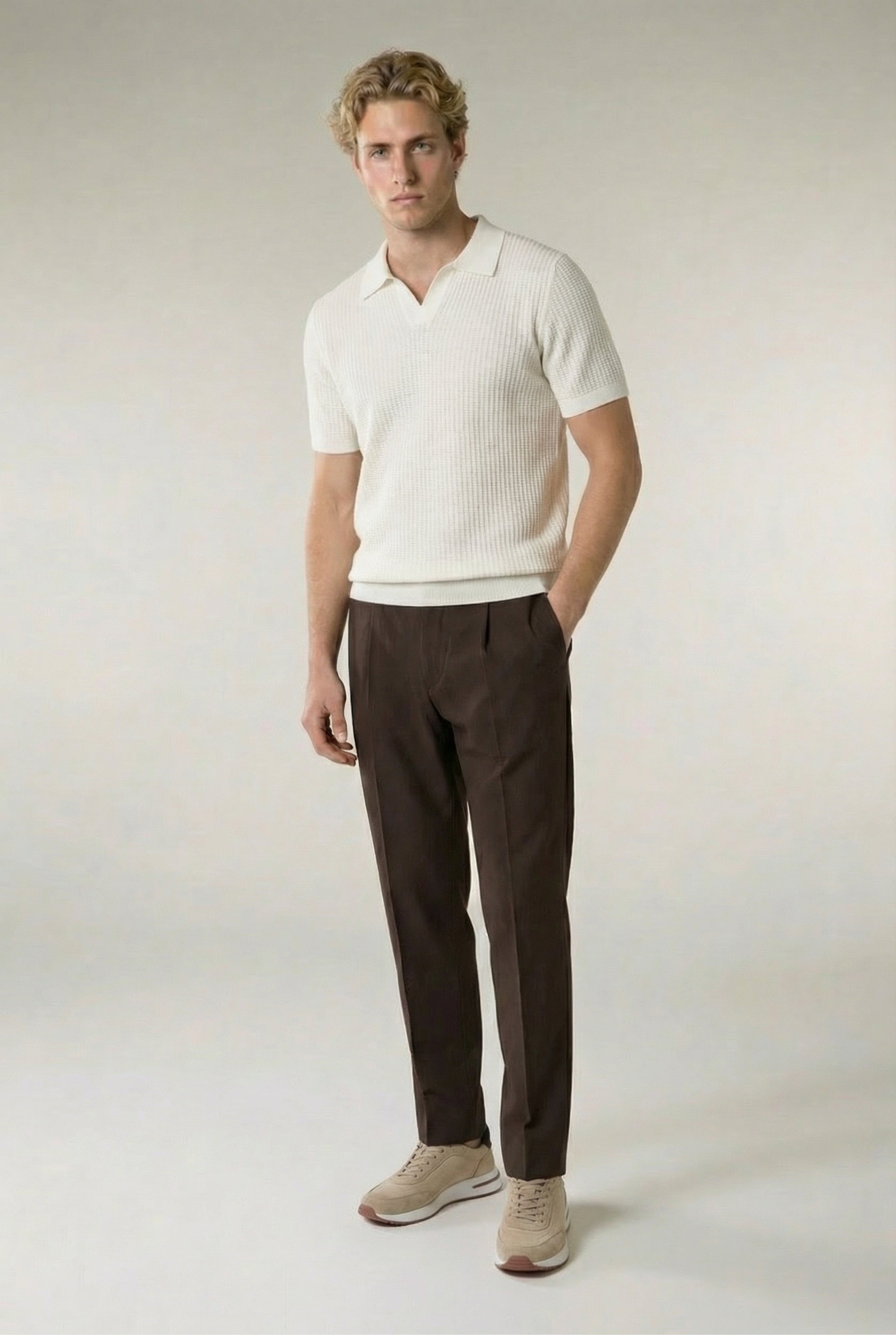 Ravello Knit Polo Cream