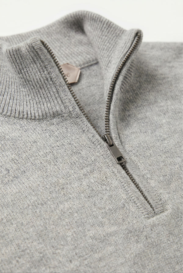 Merino Quarter Zip Grey Marl