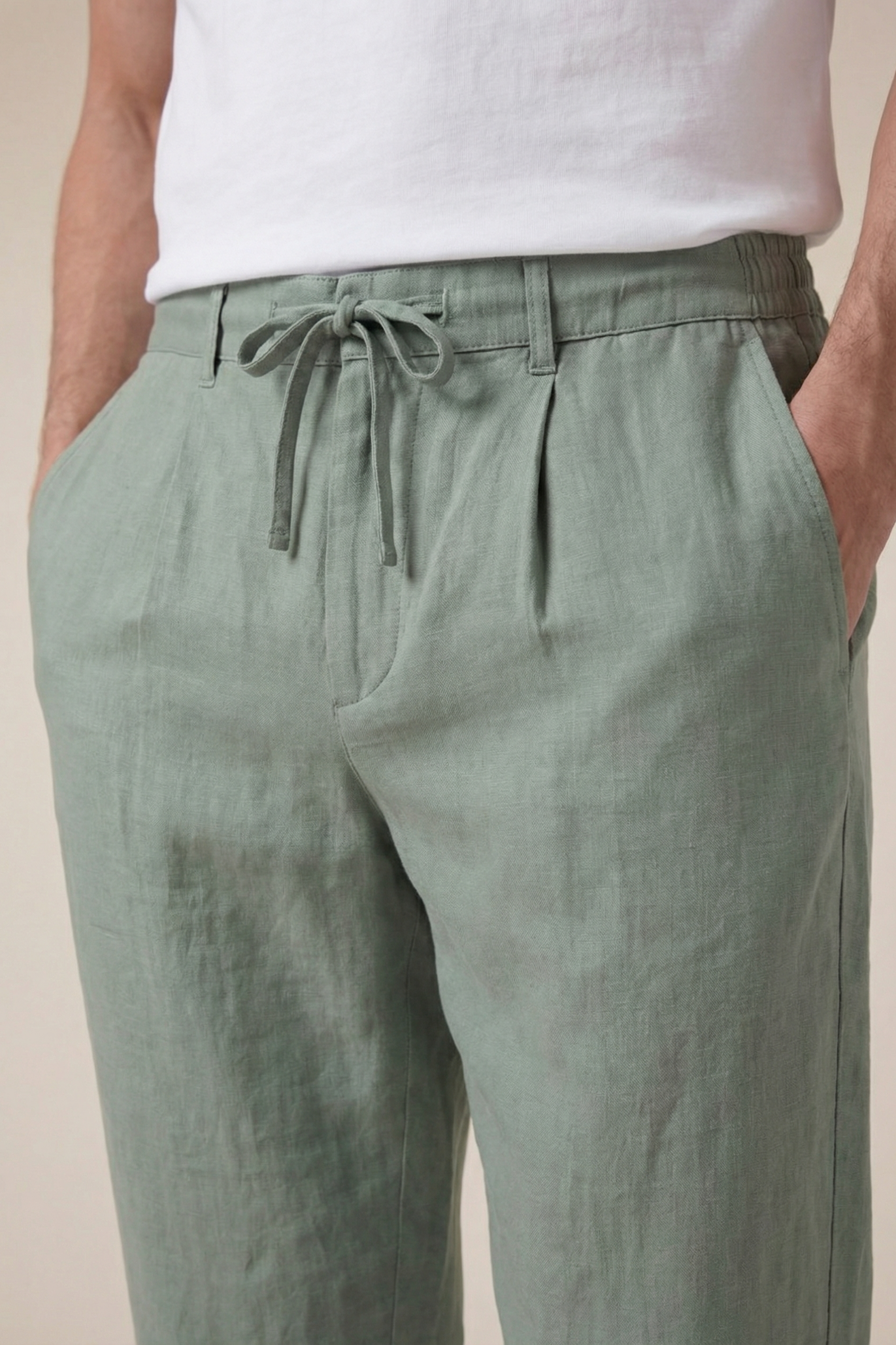 Amalfi Linen Trousers Olive Green