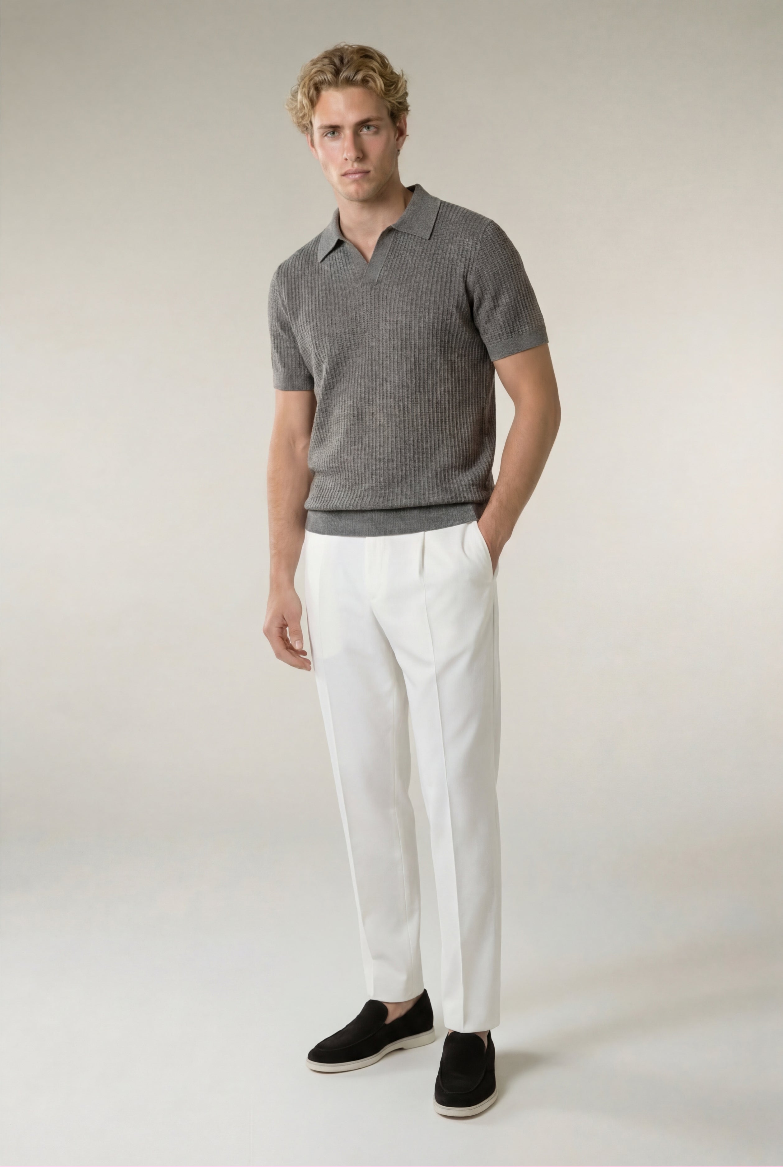 Ravello Knit Polo Grey