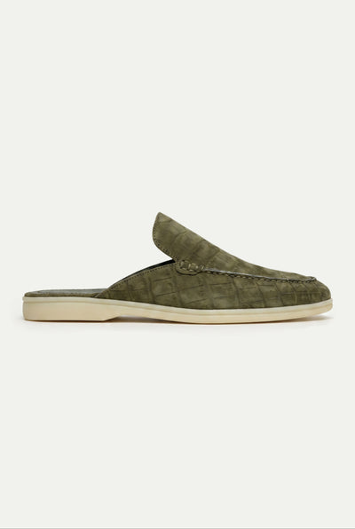Yacht Mule Nubuck Crocodile Olive