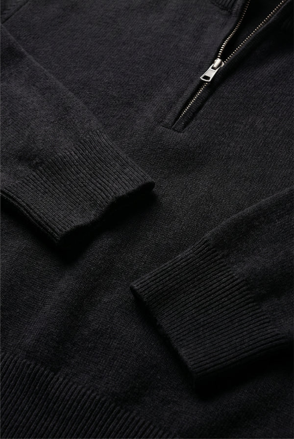 Merino Quarter Zip Black