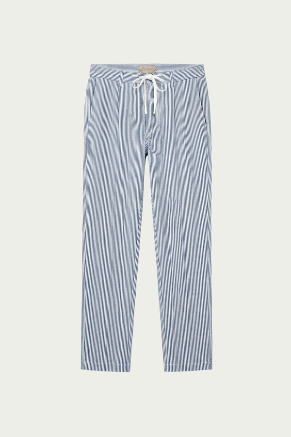Seersucker Trousers Navy Blue