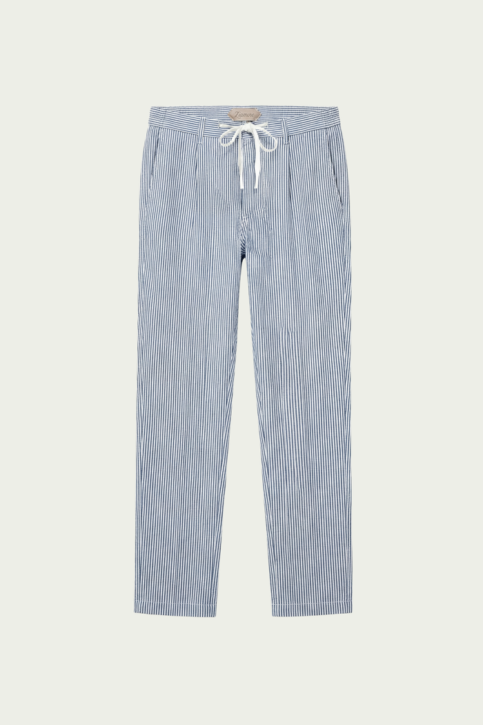 Seersucker Trousers Navy Blue