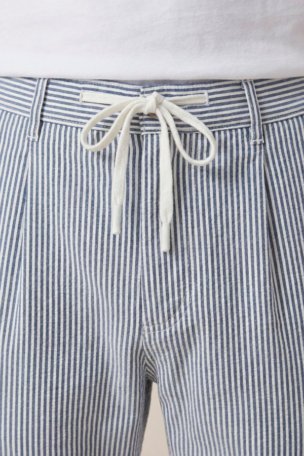 Seersucker Trousers Navy Blue