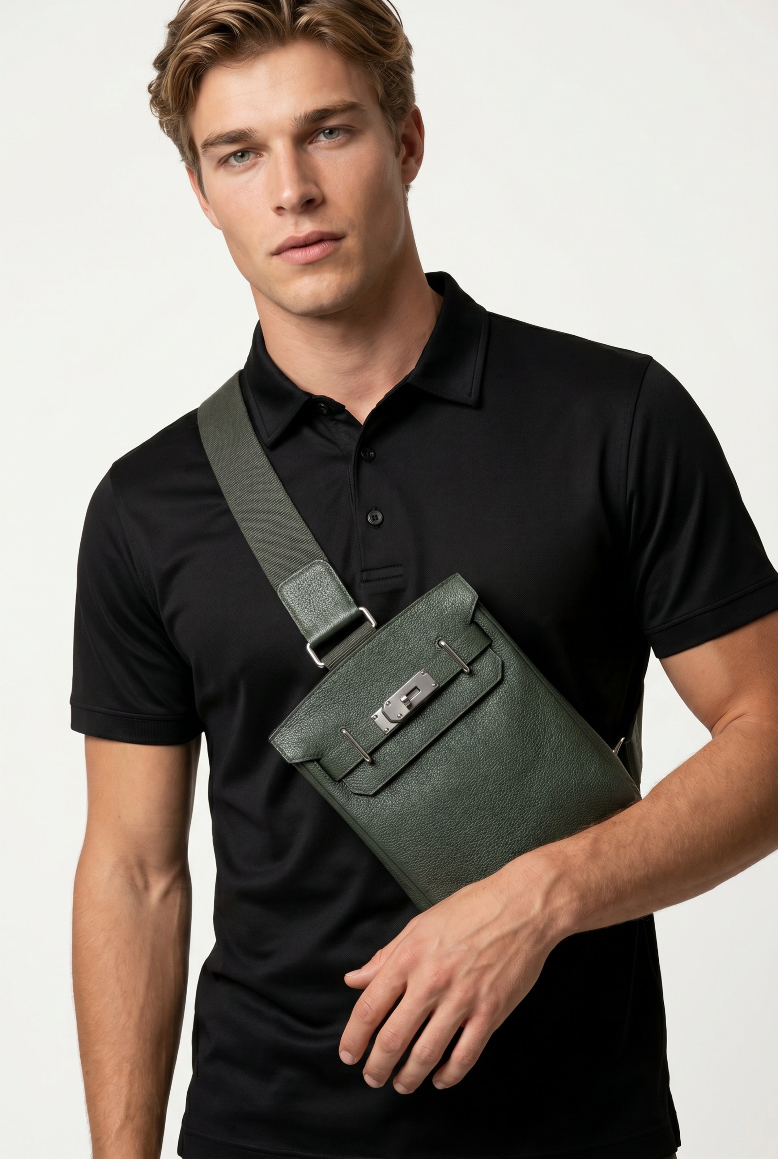 Ziamore Leather Crossbody Green