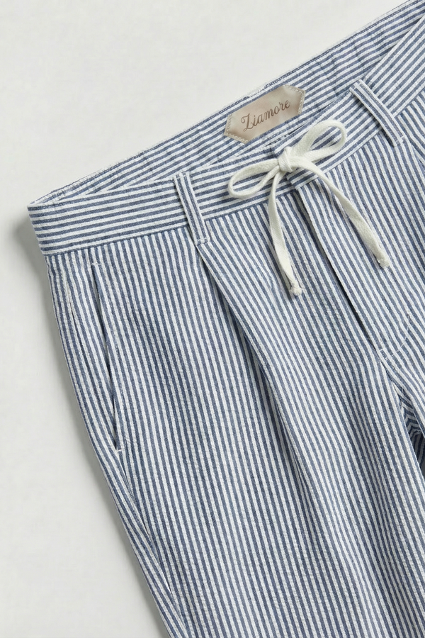 Seersucker Trousers Navy Blue
