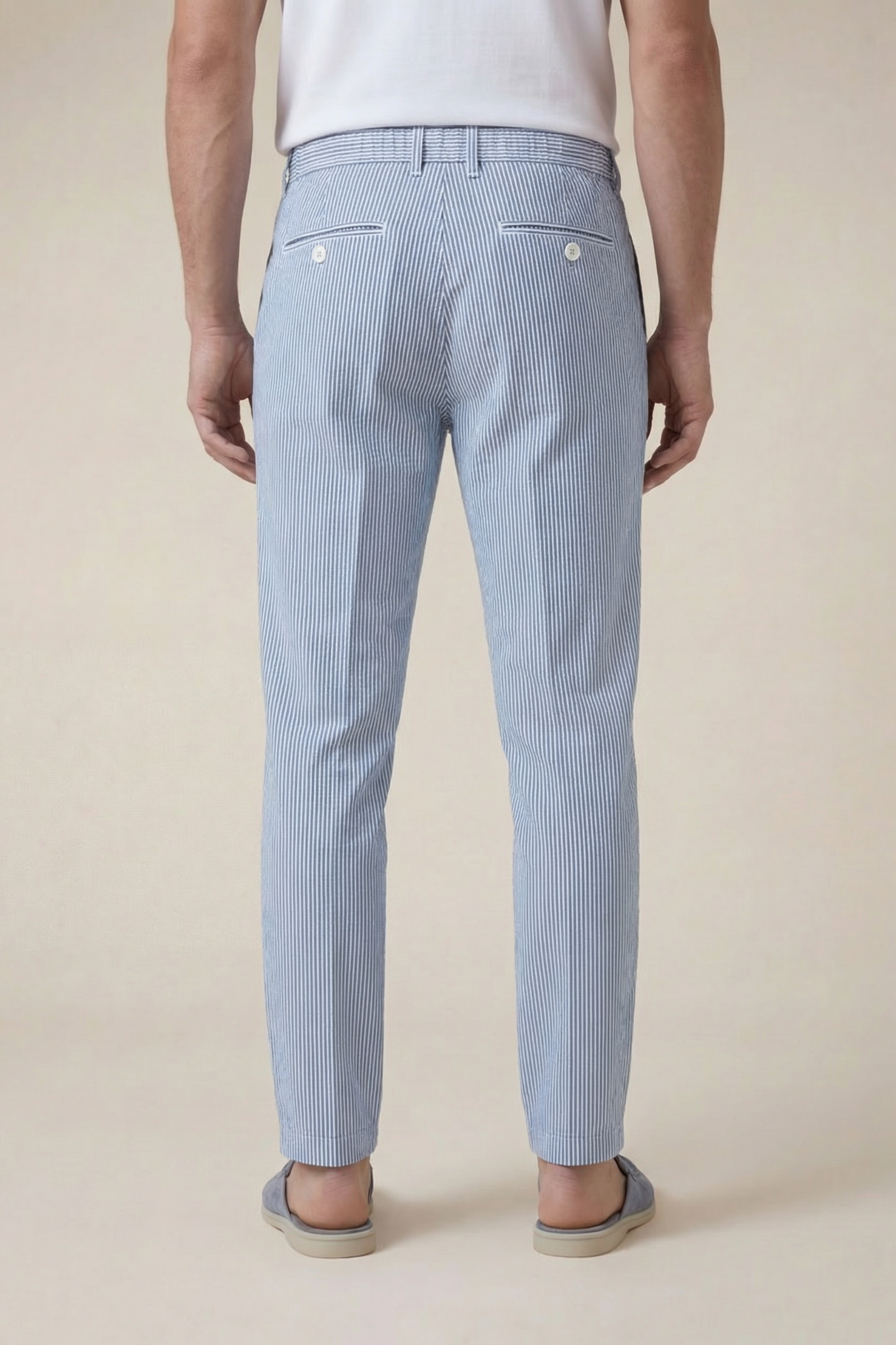 Seersucker Trousers Ocean Blue