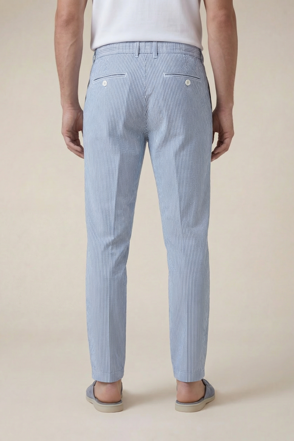 Seersucker Trousers Ocean Blue
