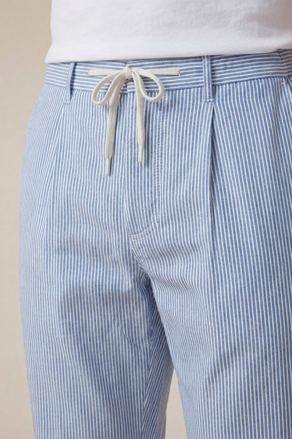 Seersucker Trousers Ocean Blue