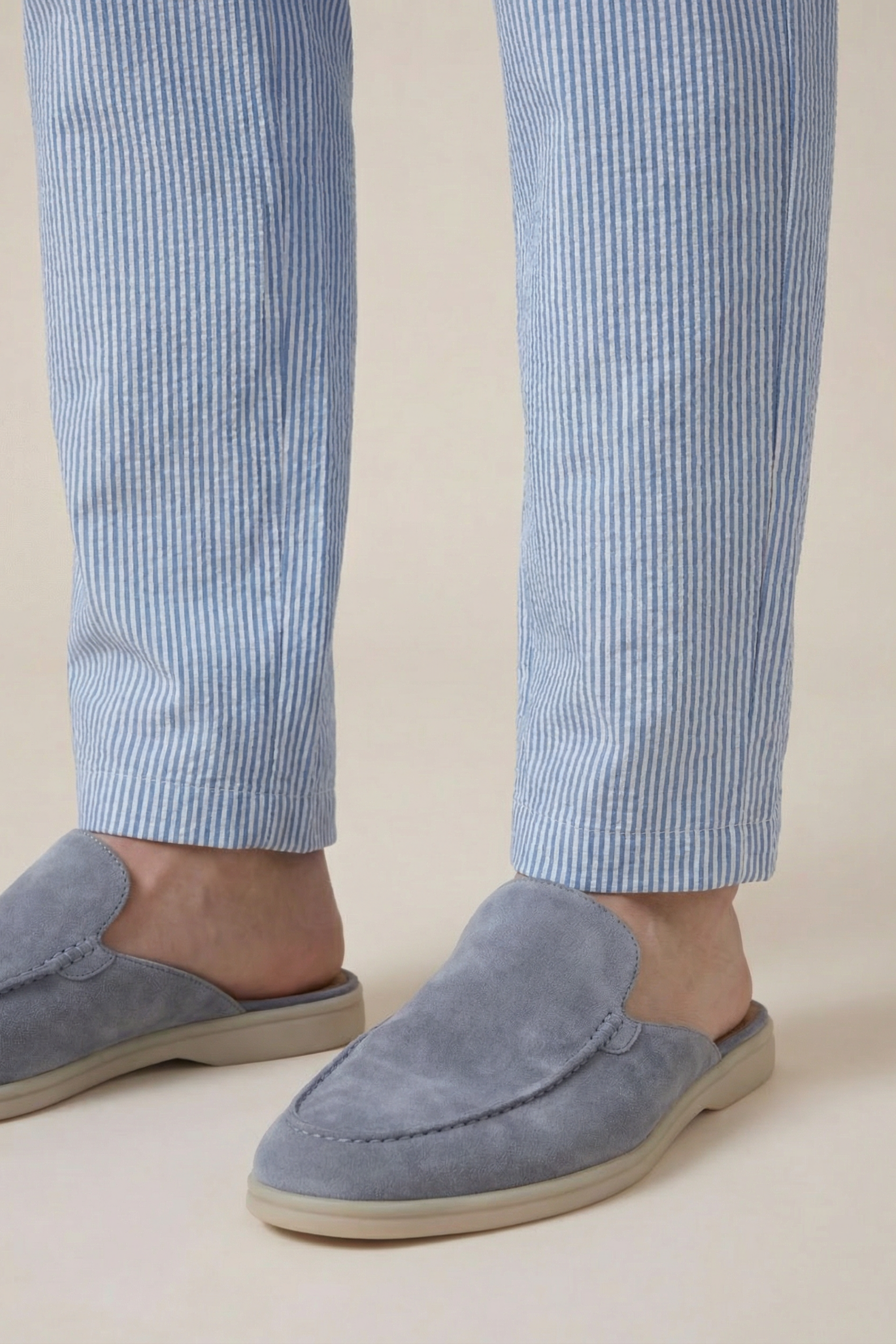 Seersucker Trousers Ocean Blue